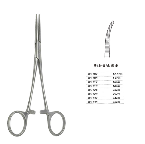 金鐘止血鉗彎全齒 WD JC3128 22cm 彎全齒 WD