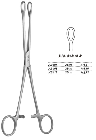 金鐘海綿鉗直無齒 JC3412 25cm 直無齒 頭寬12 WD