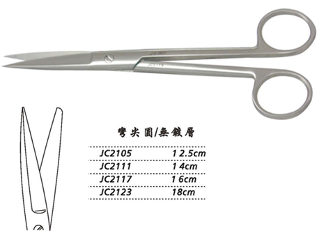 金鐘手術剪彎尖圓 JC2117 16cm 彎尖圓 WD