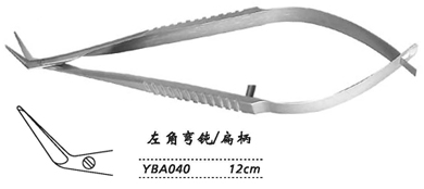 金鐘角膜剪  YBA040 左角彎鈍 刃長11 扁柄