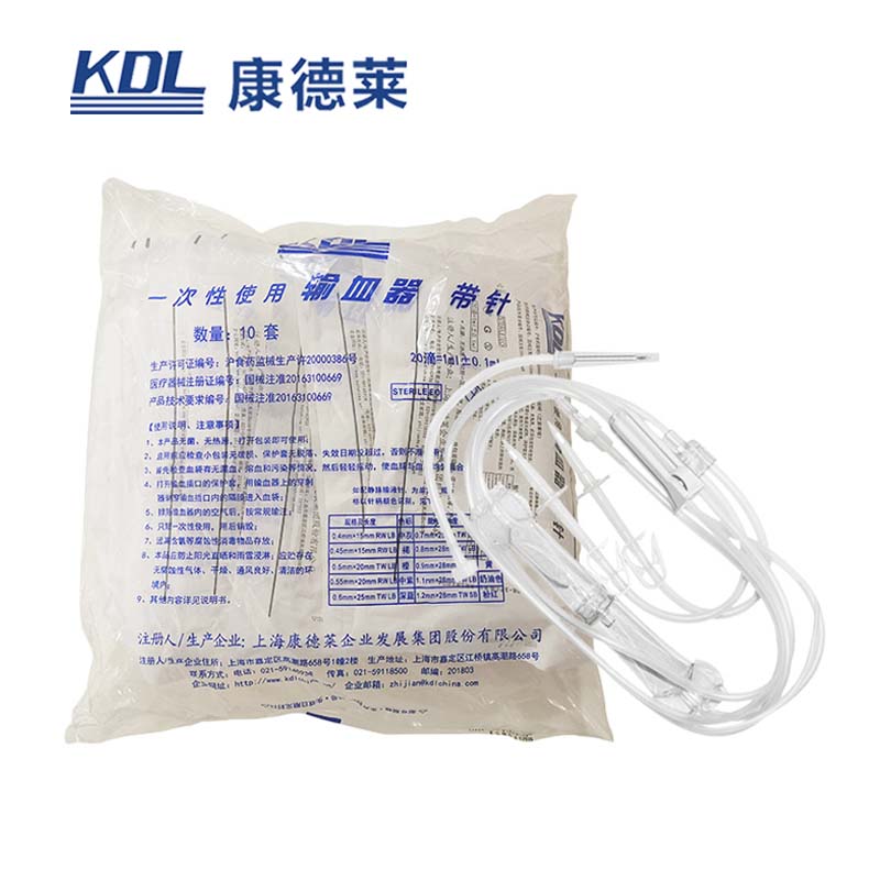 康德萊一次性使用輸血器帶針TS065  雙頭不帶針10套/包，200套/箱，一箱起批